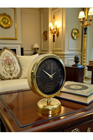 Büro Ev Ofis Hediyesi İçin 20x25cm Golden Siyah Masa Saati Diğer