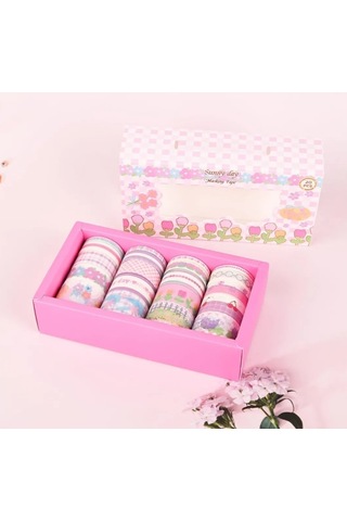 Dikdörtgen Vintage Washi Tape Bant Yapışkanlı Maskeleme Kağıdı Desenli Bant 20'li - Sunny Day 1