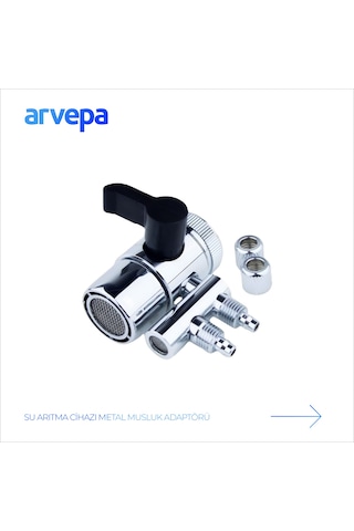 Arvepa Tezgahüstü Su Arıtma Cihazı Metal Musluk Adaptörü - Çift Çıkışlı (1/4" Uyumlu)