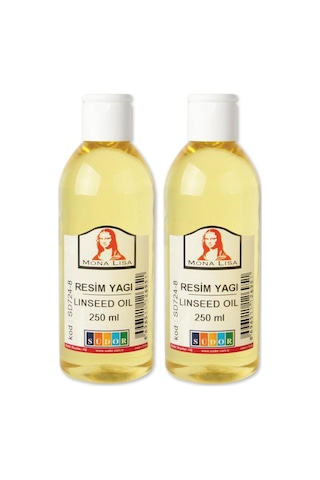 Keten Yağı 250 Ml 2 Adet Resim Yağı Monalisa Rafine Bezir Yağı Yağlı Boya İncelticisi Yağlı Boya Yardımcı Malzemesi