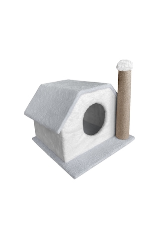 Karamel Pet Tırmalamalı Kedi Klubesi 33 X 40 X 45 Cm Gri-beyaz