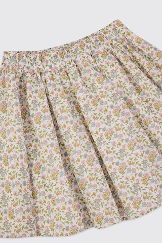 Made With Liberty Fabric Liberty Kumaş Beli Lastikli Kız Çocuk Etek Krem