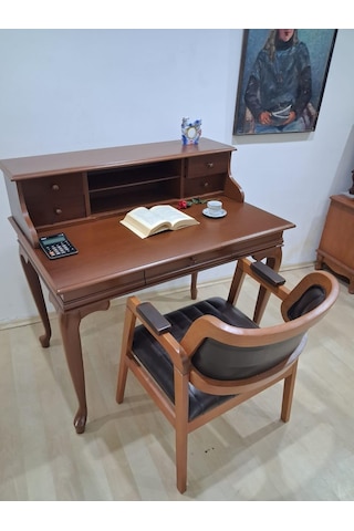 Çalışma Masa 90660 Klasik Takım Dilimli Sandaly Lüks Klasik Ceviz Renk Model Kahverengi