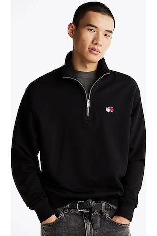 Tommy Hilfiger Erkek Siyah Tjm Rlx Fermuarlı Sweatshırt Siyah