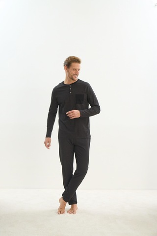 Erkek Uzun Kol Siyah Pijama Takım C2t5n4o9 001