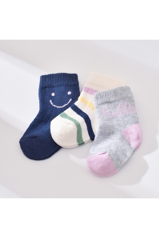 Biorganic Smile 3'lü Kız Bebek Çorabı 68451