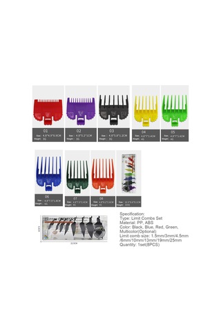 Vkemall 8 Parçalık Saç Kesme Seti, Renkli Sınırlayıcı Taraflar, Saklama Kutusu Dahil, Profesyonel Kullanım