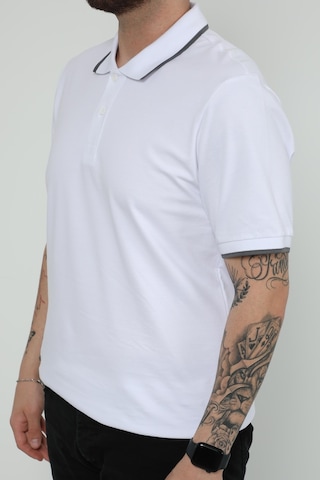 Hscstore Erkek Polo Yakalı Beyaz Tişört- 8421-beyaz Beyaz