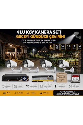 Ztech 4 Lü Köy Kamerası Seti Full+full