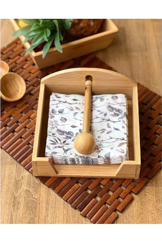 Doğal Bambu Ahşap Peçetelik Ahşap
