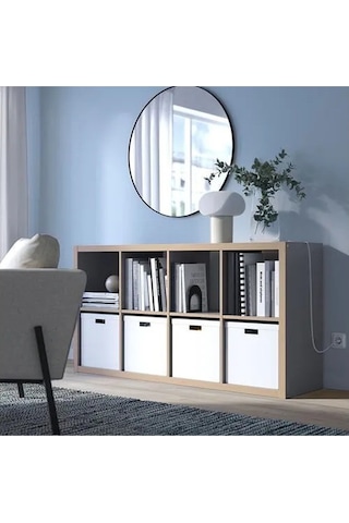 Ikea Kallax Açık Raf Ünitesi, Gri-ahşap Görünümlü 77x147 Ahşap