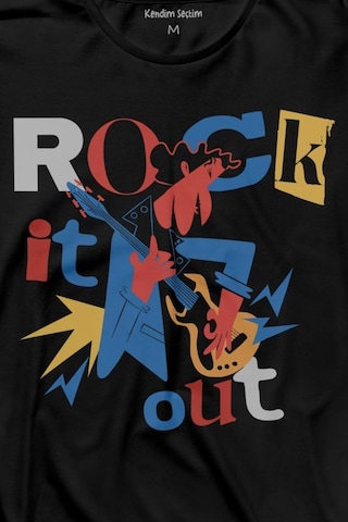 Rockstar Rock It Out Guitar Gitarist Uzun Kollu Tişört Baskılı T-shirt 001