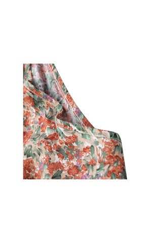 Yeşil Vonda Yaz Kadın Boyundan Bağlamalı Kolsuz Çiçek Baskılı Askı Düzensiz Etek Maxi Elbise Yeşil