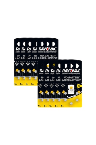 Rayovac Hearing Aid Batteries 10 Numara Blister İşitme Cihaz Pili 6 x 10'lu