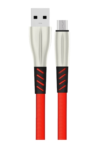 Konfulon - 987 - S88 Metal Uçlu Micro Usb Kablo 1m 2.4a - Shopılke - - Kırmızı
