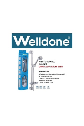 Welldone Prestij Sürgülü Sabunluklu Duş Seti Krom
