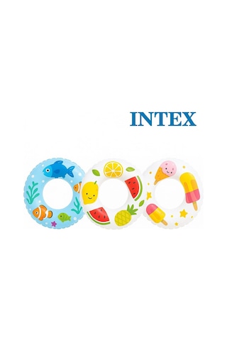 Intex 6-10 Yaş 61 Cm Balık Baskılı Simit Şişme Havuz Ve Deniz Yüzme Simidi Çocuk Can Simidi