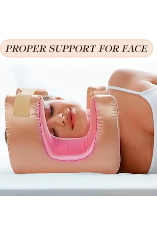 Honeybeeshop Göz Maskeli Premium Yüz Yastığı Yan Yatanlar Ve Sırt Uyuyanlar İçin Altın Rengi Güzellik Yastığı