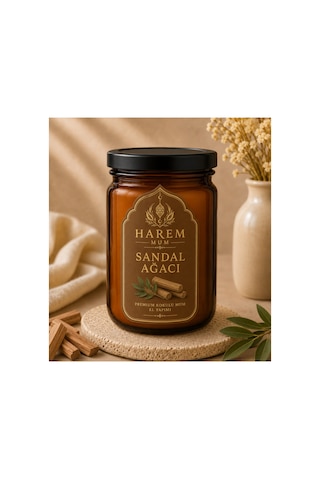 Sandal Ağacı Kokulu El Yapımı Kavanoz Mum 150 Gr Beyaz