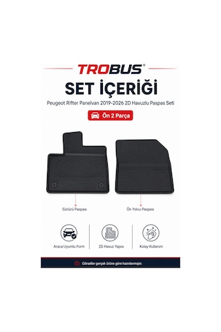 Trobus Peugeot Rifter Panelvan 2019 Ve Sonrası Eat8 2d Havuzlu Paspas 2 Parça