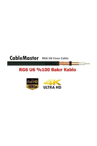 Cablemaster Rg6U6 Bakır Anten Kablosu Siyah 15Metre