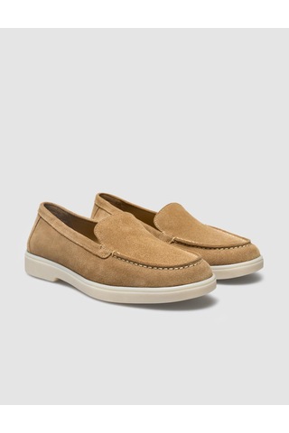 Hakiki Deri Taba Süet Kadın Loafer Taba