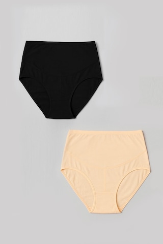 Kompedan Kadın Yüksek Bel Hamile Külot Seti Yumuşak Pamuklu Siyah - Ten Rengi