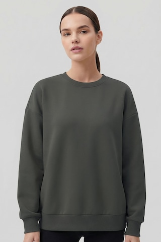 Haki Basic O Yaka Oversize Kadın Sweatshirt - 97053 Haki