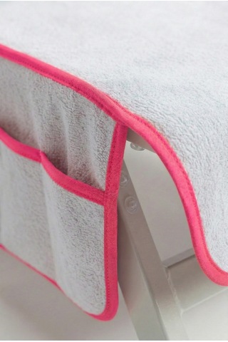 Alia Şezlong Havlusu %100 Pamuk 76x216- Beyaz Pembe Beyaz - Pembe