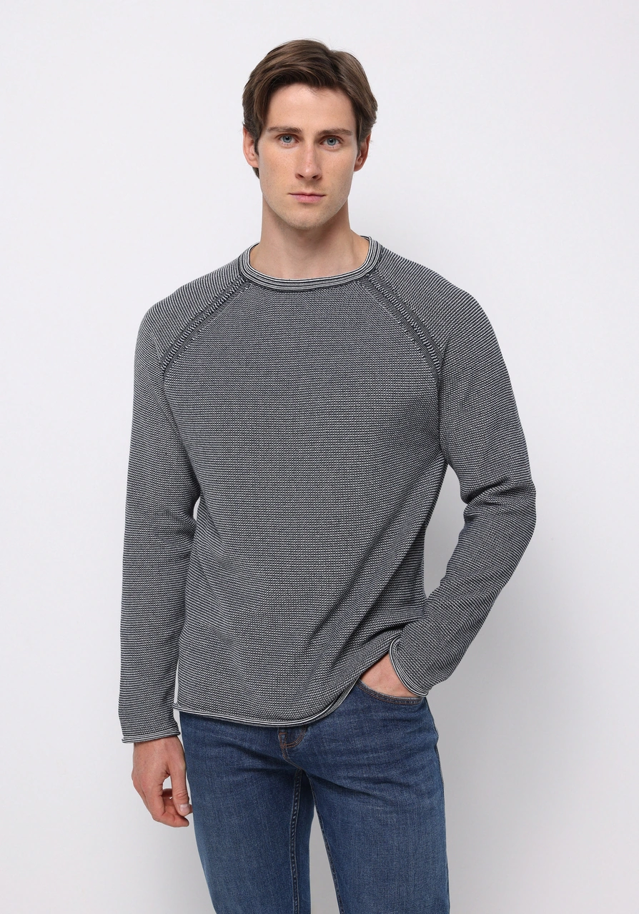 Colin's Colins Regular Fit Yuvarlak Yaka Jakarlı Erkek Lacivert Kazak Cl1076862 Q1.v2 Nav Lacivert