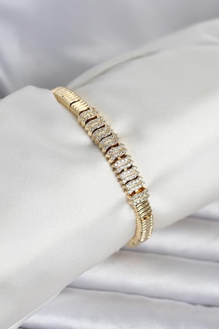 Pirinç Gold Renk Zirkon Taşlı Kadın Bileklik 5886 Belirtilmemiş 67848624