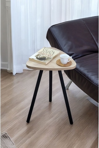 Yüksek Kalite Tekli Pena Üçgen Zigon Sehpa Çay Sehpası Servis Sehpası Boyalı Ahşap Ayaklı Safir Meşe