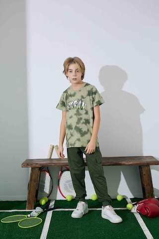 Kıpırık Baby Erkek Çocuk Yeşil Batik Desenli Pijama Takımı-1272 Yeşil