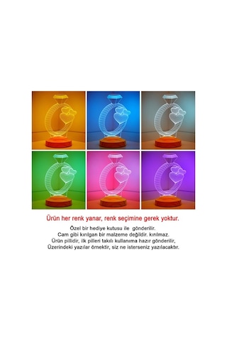 Sevgililer Günü Tek Taş Yüzük 14 Şubat Hediye 3D Led Lamba