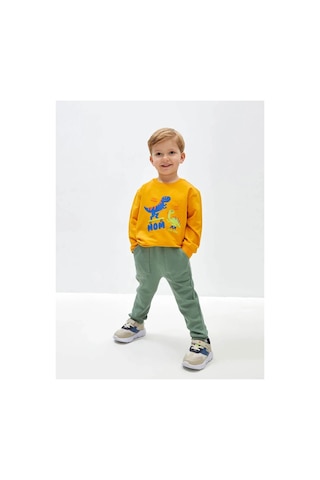LC Waikiki Bisiklet Yaka Uzun Kollu Baskılı Erkek Bebek Sweatshirt Sarı
