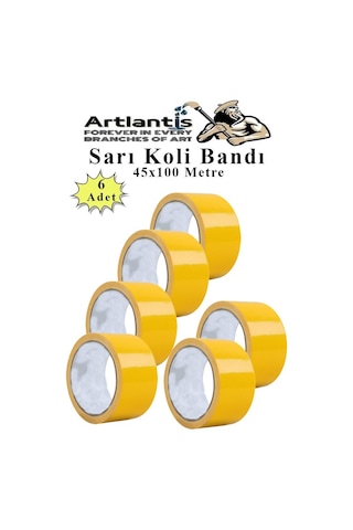 Sarı Koli Bantı 100 Metre 6 Adet 45mm X 100 Metre Renkli Koli Bandı Extra Güçlü Formül Akrilik Koli Bandı 6