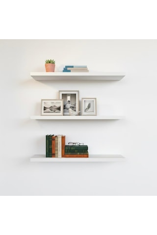 Duvar Rafı Beyaz Renk Mdf 45x15 3 Adet