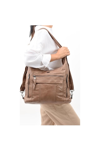571 Collections Suni Deri Yumuşak Dokumalı Sırt Omuz Çantası Vizon Model: 571-11-13b - Vizon
