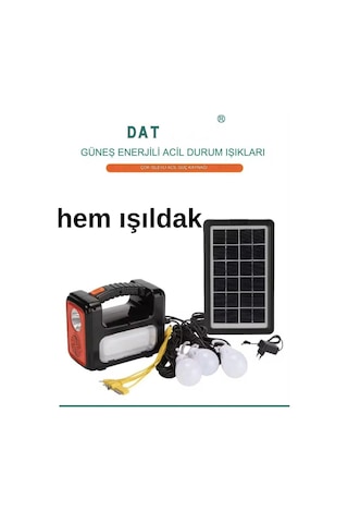 Güneş Enerjisi Aydınlatma Kiti - Şarj Edilebilir Çok Amaçlı Acil Durum Işığı Bağ Evi Köy Turuncu