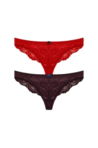 Arkası String Kırmızı Mor Renk Seçenekli Dantelli Kadın Külot