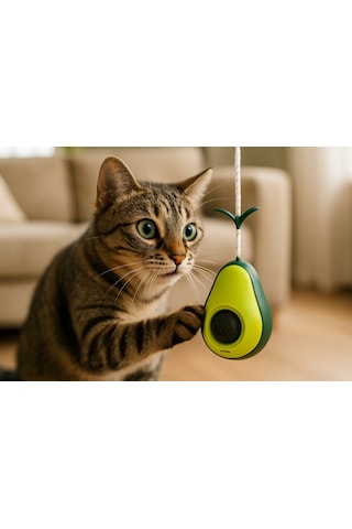 Runaway Avokado Kedi Oyuncağı - Naneli, Mama Hazneli Ve Sallanmalı