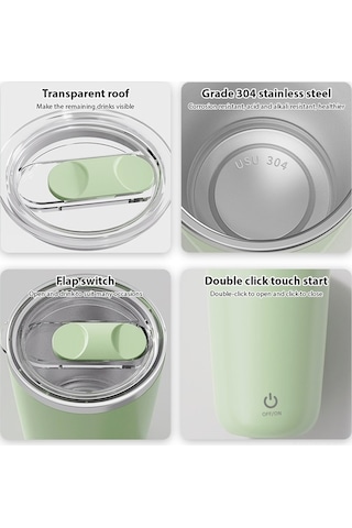 Novahub 350ml Otomatik Karıştırmalı Termos - Şarj Edilebilir, Ipx6 Su Geçirmez Pembe Pembe