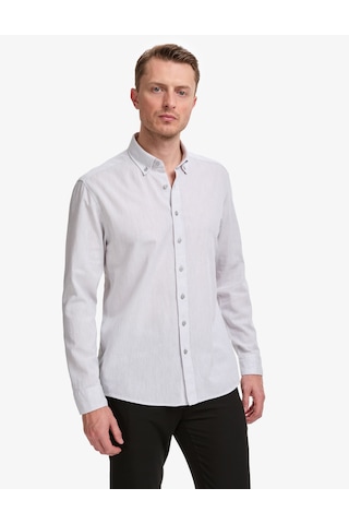 Pierre Cardin Erkek Açık Gri Gömlek Desenli 50325356-vr001
