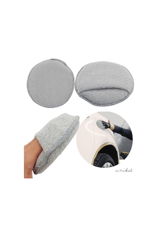Mikrofiber Wax Pedi Pasta Cila Ve Torpido Parlatma Temizleme Aplikatörü Gri 2 Adet