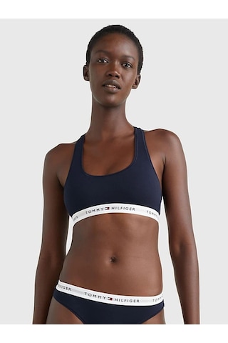 Tommy Hilfiger Kadın Marka Logolu Beyaz Elastik Bantlı Lacivert Spor Sütyeni Uw0uw03820-dw5-7051 Lacivert