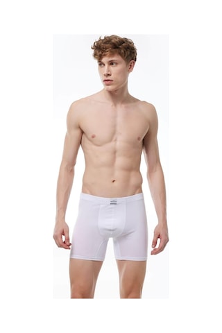 Malabadi 073 Erkek Likralı Uzun Boxer-Beyaz