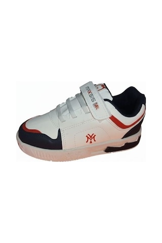 Okul Ve Günlük Kullanıma Uygun Erkek Ve Kız Çocuk Spor Ayakkabı Kaymaz Tabanlı Konforlu Sneaker Beyaz - Lacivert- Kırmızı