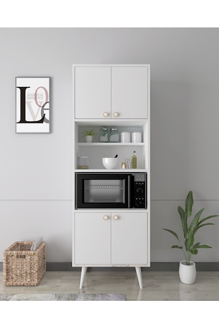 Floradesign Lavin180 Çok Amaçlı Dolap /fırın Dolabı /çok Aaçlı Mutfak Dolabı / Organizeri Beyaz