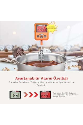 Thermopro Tp511 Uzun Problu Programlanabilir Alarmlı Geniş Ekranlı Pişirme Termometresi