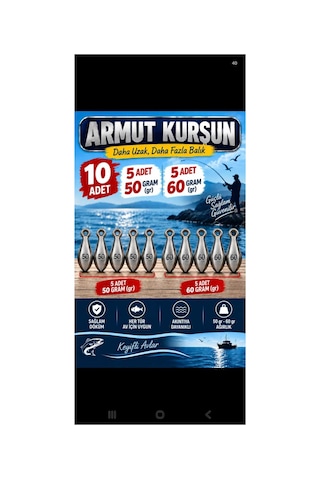 50 Ve 60 Gram Olta Kurşunu 5 Er Adet, Toplam 10 Adet 50 Ve 60 Gram Olta Kurşunu 5 Er Adet, Toplam 10 Adet